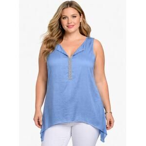 Juicy Couture Baby Blue Sleeveless Rhinestone Detail Tank Top Size Large